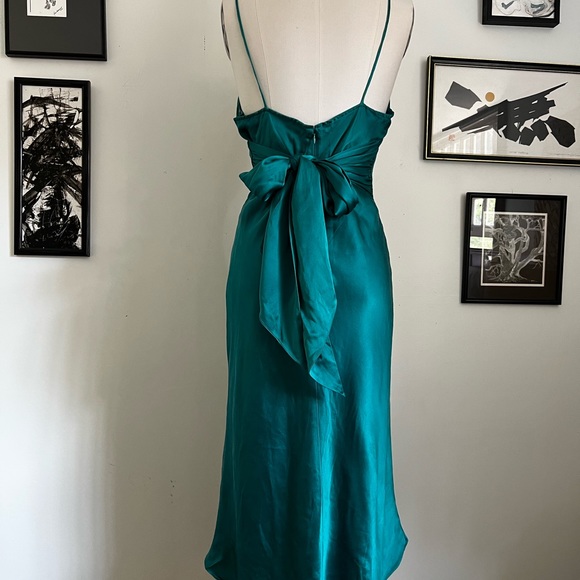 Vintage Teal Silk Arden B Slip Dress L - Picture 4 of 7